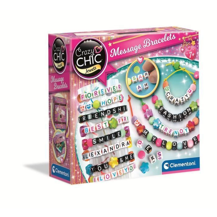 Kit Créatif Bijoux À Personnaliser Clementoni 18634 – Lettres, Perles, Fils Élastiques