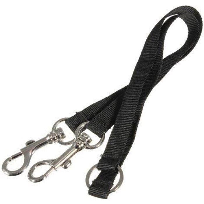 Meilleurs prix pour DierCosy Laisse Double Extension 33"-83cm Noir Nylon pour promener 2 Chiens