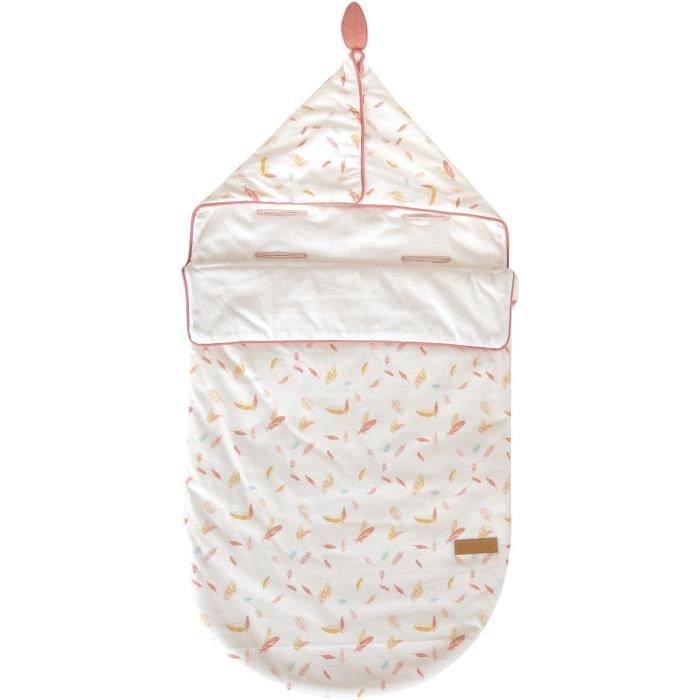 DOMIVA Nid ange Happy - Jersey 100% coton - Réglable - Blanc/Corail/Jaune - 80 cm