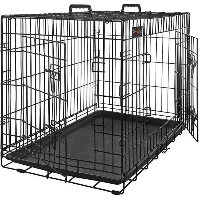 Feandrea Cage Pour Chien Avec 2 Portes 107 X 70 X 775 Cm Noir Ppd42bk