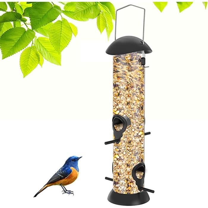 Comparer les prix de Mangeoire à Graines Exterieur - HAOPYOU - Mangeoire pour Oiseaux Sauvages - 4 Ports - NOIR