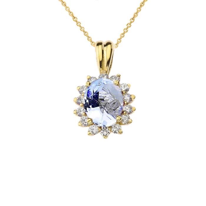 Collier Pendentif Princesse Diana Inspiré Halo Personnalisé (LC Pierre