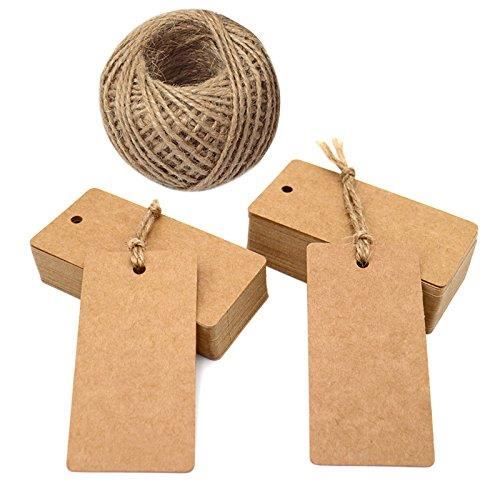 100 étiquettes Cœur En Papier Kraft + 20 M De Ficelle Chanvre - Pour Cadeaux, Noël Ou Saint-Valentin - À Personnaliser - 8