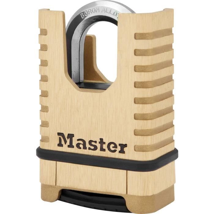 Cadenas en Laiton Massif Haute Sécurité - MASTER LOCK - M1177EURDCC - Anse Protégée - À Combinaison - Ultra Résistant et