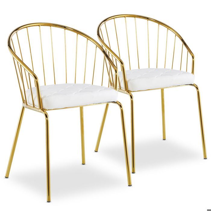 MENZZO Lot de 2 chaises/fauteuils Eventille Simili Blanc - Chaises Salle À Manger