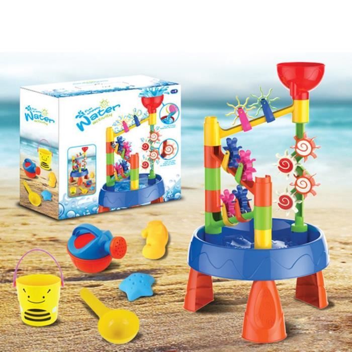 Table de jeu de sable et d'eau table de bac à sable pour enfants Ensemble de jouets de plage - Minifinker - 33x13x31cm - 32pcs