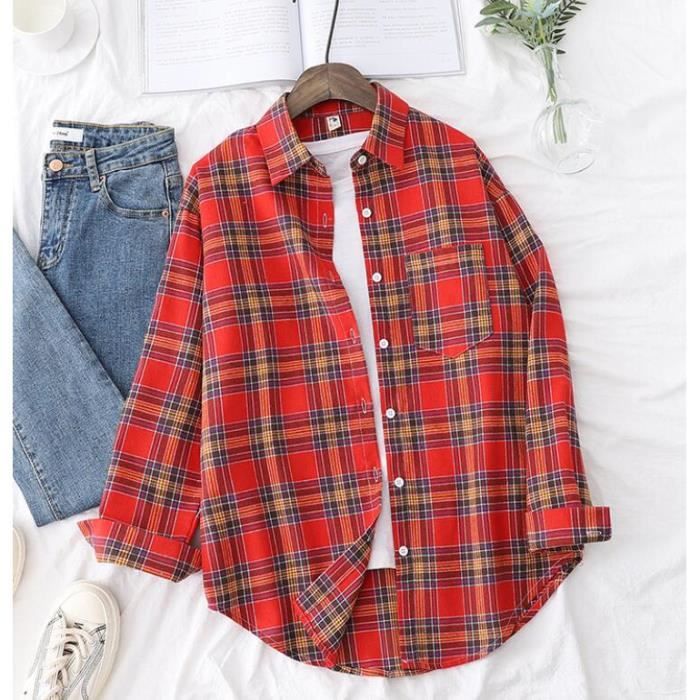 Veste Polaire Duveteuse à Capuche Femme - Coupe Oversize à Carreaux - Chaud Pour Automne Et Hiver (rouge, Kaki)