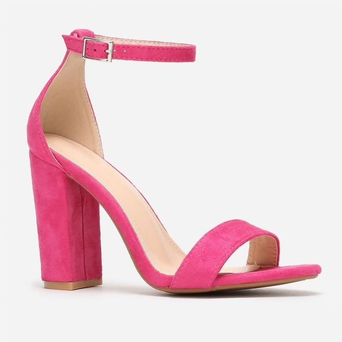 sandales talons fushia