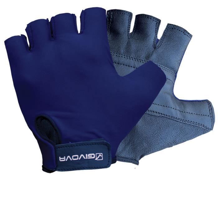 gants de fitness givova - modèle navy blue - taille l - homme - en cuir synthétique et polyester