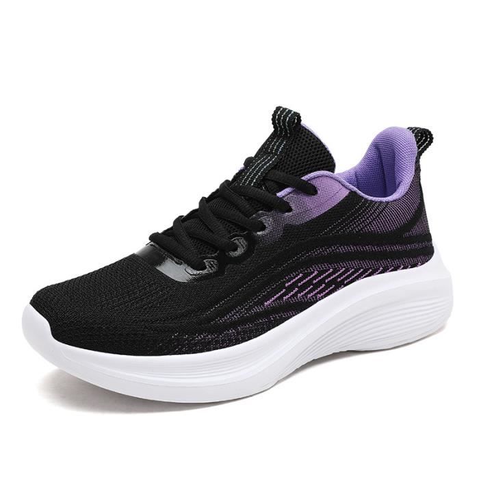 Basket Femme INSFITY - Textile - Jogging - Légèreté et Confort - Noir/Violet  Noir/violet - Cdiscount Chaussures