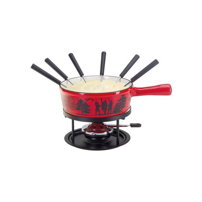 Service à fondue - NOUVEL - Rouge - 22 cm - 1 8 L - 9 pièces - Fonte émaillée Service à fondue - NOUVEL - Rouge - 22 cm - 1 8 L - 9 pièces - Fonte émaillée