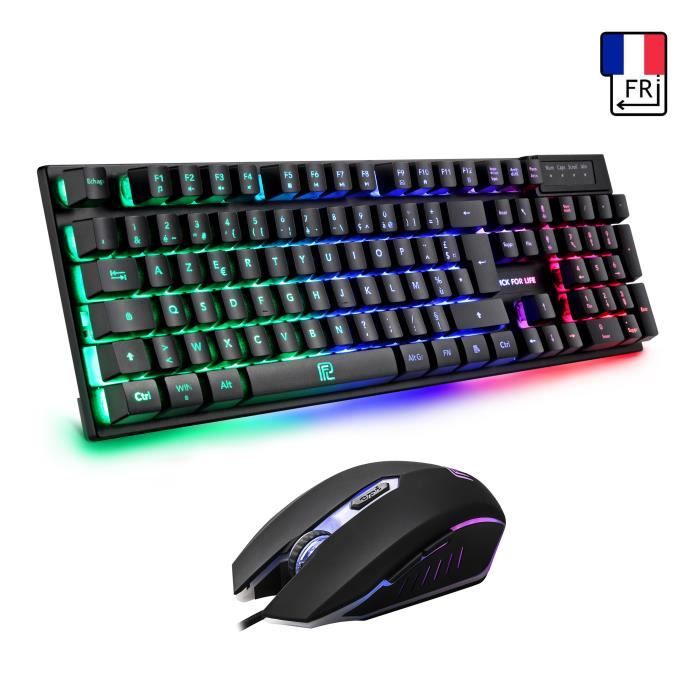 Clavier Gamer AZERTY - Haute Performance - Semi-Mécanique - 3 Mode Éclairé  Chromatique RGB + 3200DPI Souris gamer + Souris tapis - Cdiscount  Informatique