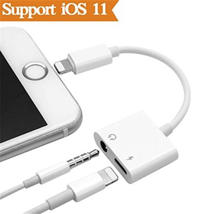 Adaptateur pour écouteurs pour iPhone 8/8Plus/7/7Plus, Lightning casque  audio adaptateur pour iPhone-Support iOS11.2 ou Plus - Cdiscount Téléphonie