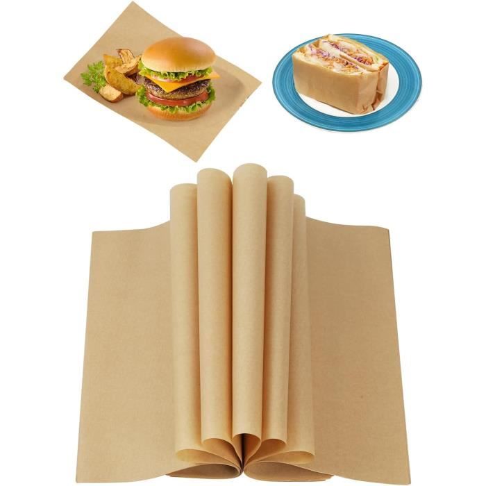 PAPIERS D'EMBALLAGE POUR pâtisseries et sandwichs 50 feuilles de papier
