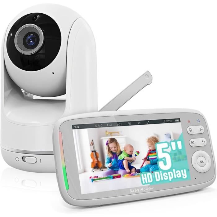 Babyphone avec caméra 720P, vision Nocturne, Capteur de