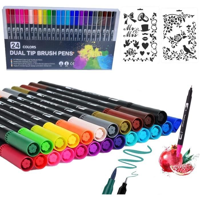 Feutres De Coloriage Tooli Art – 24 Couleurs – Double Pointe – Pour Adultes Et Enfants – Neuf Avec étiquettes