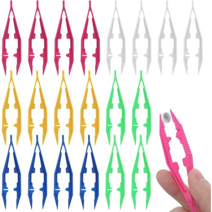ASTER Lot de 20 pinces à épiler en plastique 10 cm Perles en plastique Pince à épiler de
