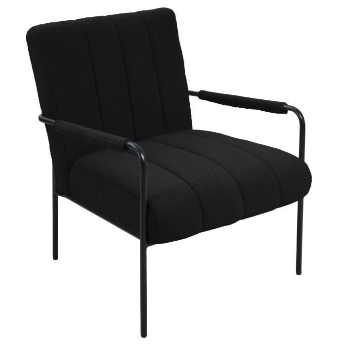 SVITA KYLE Fauteuil de salon Fauteuil daccentuation salon avec accoudoirs noir