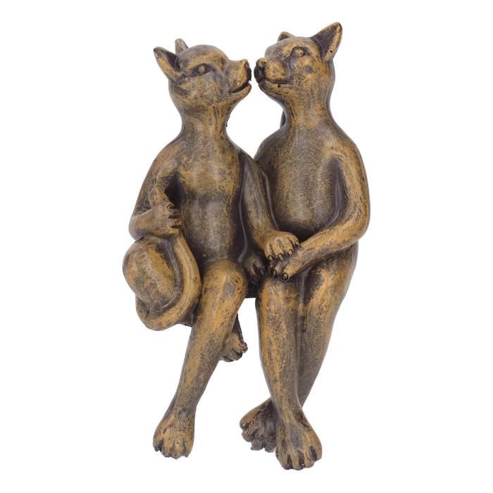 Ensemble De 2 Figurines De Chat Couple Blanc - Décoration Maison Salon Et Meuble TV
