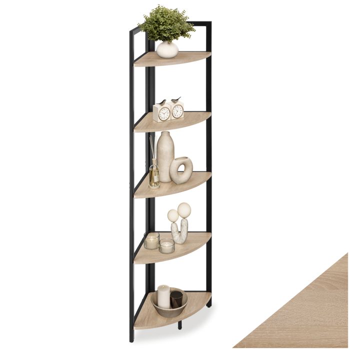 Bibliothèque - TECTAKE - Étagère dangle CASTLEBAR style industriel en bois et acier sur 5 niveaux 30 x 30 x 150 cm - Bois clair