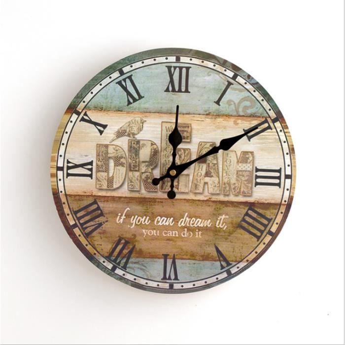 opwinding Aanmoediging Berouw TD® horloge murale rétro en bois Dream Rêve optimiste originale vintage  sans couverture, idée decoration murale maison cadeau +piles - Achat /  Vente horloge - pendule - Cdiscount