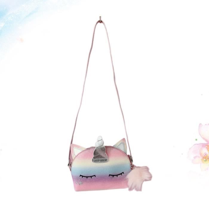Set Enfant 2 Sacs Licorne + Bijoux – Sac à Main Et Bandoulière Avec Bracelet, Motif Brodé, Peluche Douce – Cadeau Fête, Anniversaire Ou École