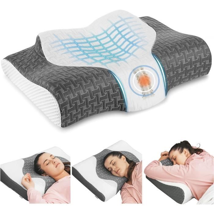Oreiller Ergonomique SOYA Paris 2.0 - Mousse Mémoire Forme Pour Dos Et Côté - Housse Lavable