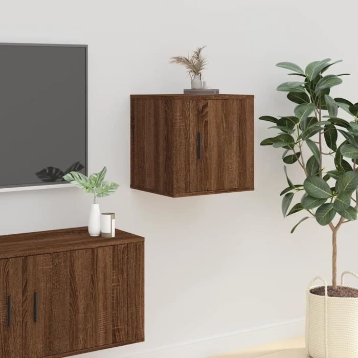 816654 vidaXL Meuble TV mural Chêne marron 40x345x40 cm