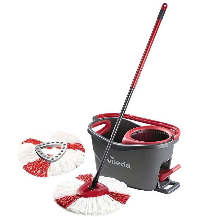 Vileda Ensemble Turbo en Microfibres composé dun Balai à Franges et Sceau pour Nettoyage Facile et Rapide Microfibre 15758