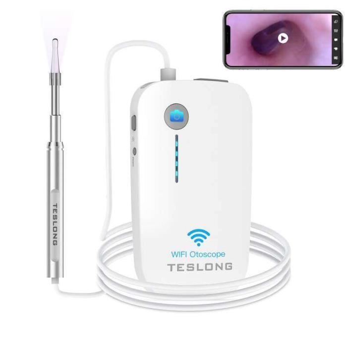 MGT13065ENDOSCOPE NUMERIQUE,Otoscope WiFi pour iPhone, caméra auriculaire sans fil Ultramince