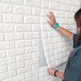 10pcs 3D Sticker Mural Autocollant Brique En Relief Mural Décoration Papier Peint Brique - 70x77 cm - Blanc-1