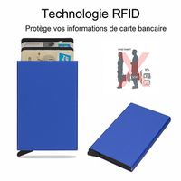 Porte-cartes RFID MeexUp Anti-piratage 6 Cartes - Aluminium Anthracite & Bleu