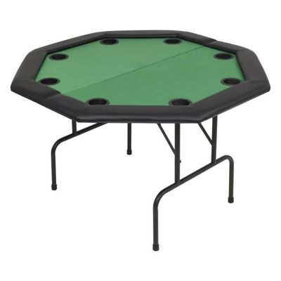 Table De Poker Festnight Pliable - 160x80cm Vert/Noir Pour 8 Joueurs, Porte-Gobelets Inclus