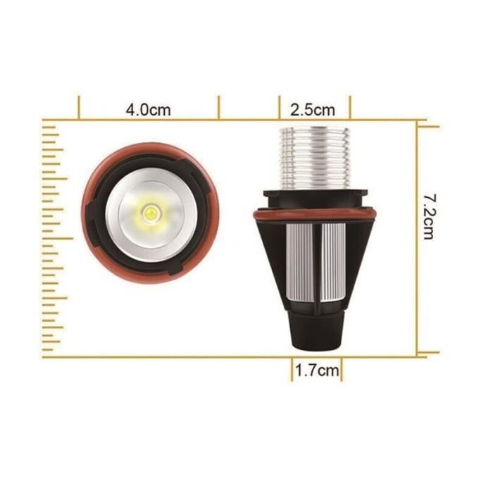 Lot 2 Ampoules LED Anti-Erreur Angel Eyes Bleues Pour BMW E39 E53 E60 E61 E63 E64 E65 E66 E87 - 1000 Lm 6000K