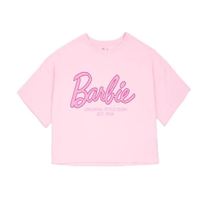 Pyjama Barbie Fille - Haut Manches Courtes Et Short, Imprimé Rose, Avec Chouchou Assorti - 6