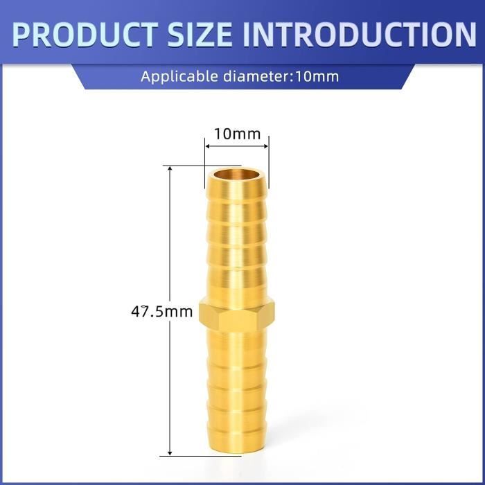 5 Pièces 10Mm Connecteur Cannelé En Laiton, Raccord De Tuyau Droit 2 ...