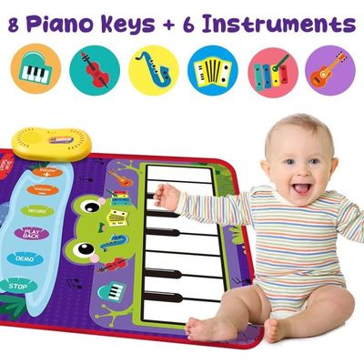 Tapis De Musique 2 En 1 Pour Enfants 1-5 Ans – Piano Et Tambour Avec 2 Baguettes – Jouet Éducatif Danse Et Coordination – Cadeau Anniversaire/Noël