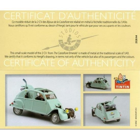 Voiture La Citroën 2CV Belge Tintin Les Bijoux de la