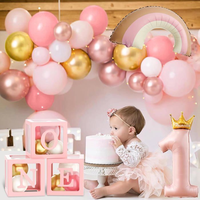 Decoration Anniversaire Fille, Kit Deco Anniversaire Fille avec Géant Ballons Ours, Banderole Decoration Anniversaire Fille, Kit Deco Anniversaire Fille avec Géant Ballons Ours, Banderole