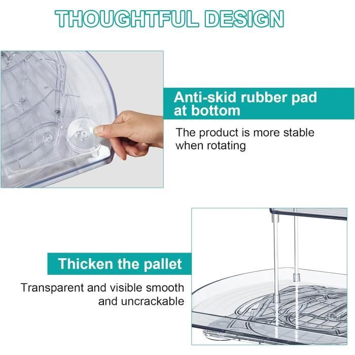 HZMJDHZM 360° Rotatif Plateau Tournant Frigo, Plateau Tournant Porte-épices, Plateau Tournant Péfrigérateur Rectangle Transparent, Rangement Organisateur Plateau Pour Armoire, Table, Cuisine | Votre Wishlist Sur