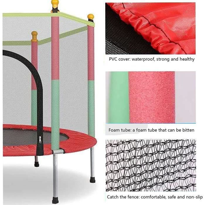 Trampoline Enfant - Zippée - 137 Cm - Filet De Sécurité - Acier Galvanisé - 3-8 Ans