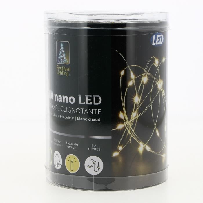Guirlande 200 Nano LED Blanc chaud 8 fonctions - IP44