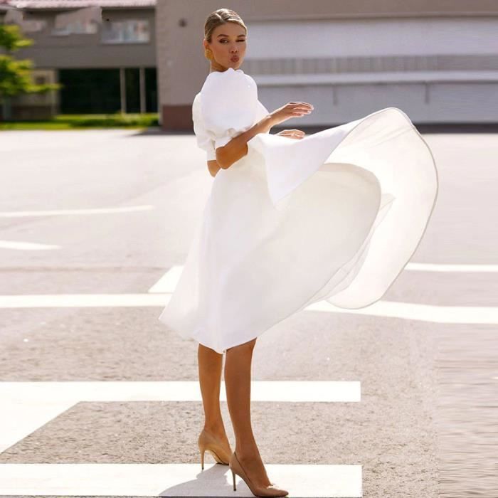 Robe Robe blanche l gante pour femmes v tements Sexy dos nu tenue