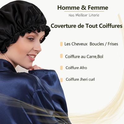 Bonnet De Nuit Satin DONOONIS - Double Face Ajustable Pour Cheveux