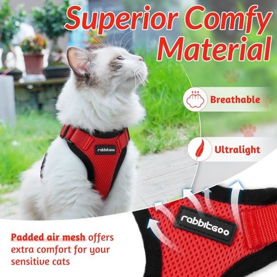Harnais Pour Chat Chaton Ultra Leger Veste De Marche Pour Chien Antifuite Taille Xs Couleur Rouge Cdiscount