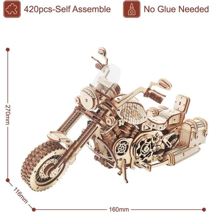 WOODEN.CITY Puzzle 3D Bois Cruiser V-Twin - Maquette Moto à Construire 168 Pièces, Cadeau Homme