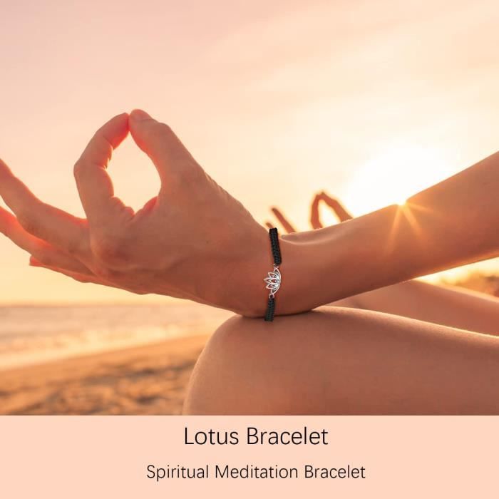 Bracelet Fleur De Lotus Argent 925 Fait Main Cordon Filigrane Pour Femme Fille Noir Achat Vente bracelet gourmette Bracelet Fleur De Lotus Argent 925 Fait Main Cordon Filigrane Pour Femme Fille Neuf C...