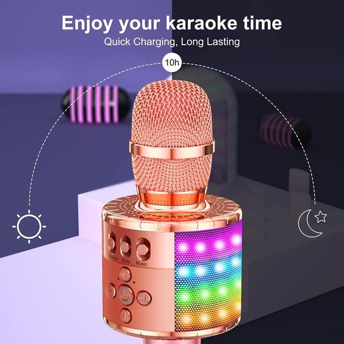 Haut-parleur 52 Mm Microphone Karaoké Sans Fil Pour Enfants TONOR - Lumières LED, Haut-parleur Intégré, Compatible Bluetooth, Couleur Rose Micro Bluetooth Enfant Haut-parleur 52 Mm Microphone Karaoké Sans Fil Pour Enfants TONOR - Lumières LED, Haut-parleur Intégré, Compatible Bluetooth, Couleur Rose Micro Bluetooth Enfant