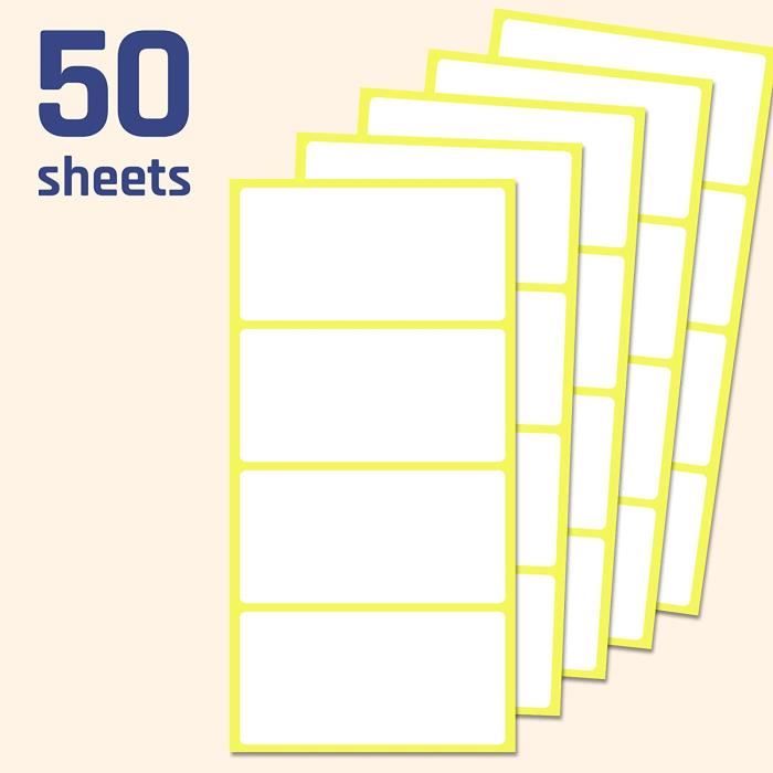 1000 Étiquettes Autocollantes Blanches 50x25mm - Étiquettes Rectangulaires Mat Pour Organisation Et Écriture
