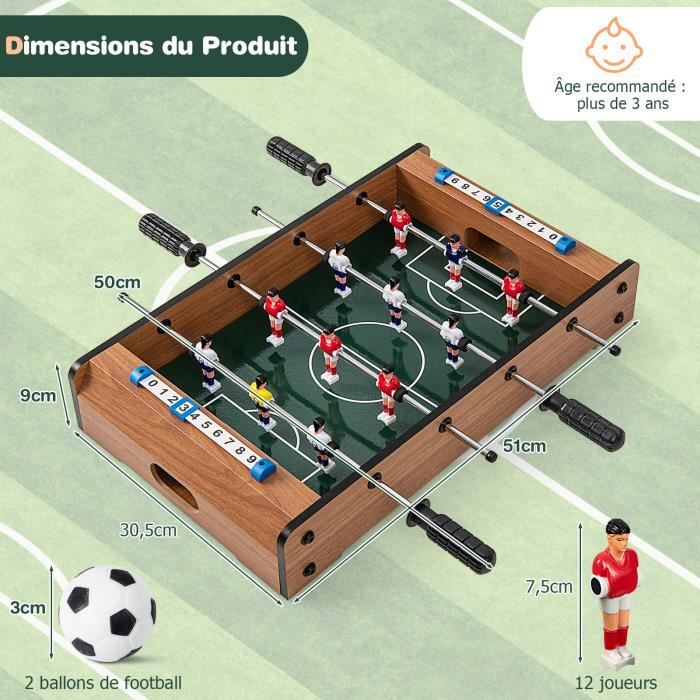 Baby Foot Enfant 2 en 1 - DREAMADE - Pieds Amovibles - 14 Joueurs Bicolores & 2 Ballons - Poignée Ergonomique - 94X51X68,5CM - Jeux - Jouets